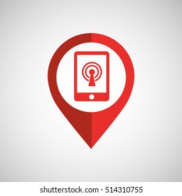 smartphone wireless concept wifi pin icon vector illustration eps 10
