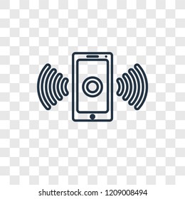 Smartphone with Wireless Connection concept vector linear icon isolated on transparent background, Smartphone with Wireless Connection concept transparency concept in outline style