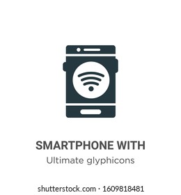 Smartphone with wireless connection glyph icon vector on white background. Flat vector smartphone with wireless connection icon symbol sign from modern ultimate glyphicons collection for mobile 