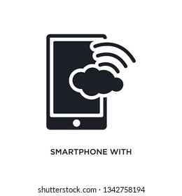 smartphone with wireless connection isolated icon. simple element illustration from ultimate glyphicons concept icons. 