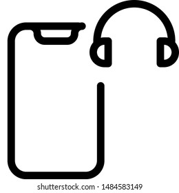 Smartphone with wireless headphone connectivity logotype layout