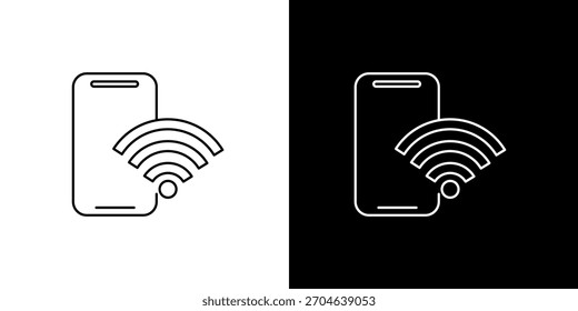 Smartphone com ícone de conexão à Internet sem fio. Símbolo do sinal Wi-Fi do telefone celular para conectividade de rede. Ilustração de arte vetorial para aplicações web e móveis