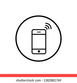 Smartphone wireless vector icon, signal symbol. Simple, flat design for web or mobile app