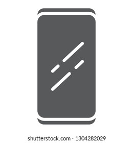 Smartphone without frame glyph icon, device and communication, frameless phone sign, vector graphics, a solid pattern on a white background, eps 10.