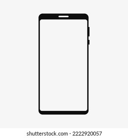 Smartphone without notch mockup with white blank screen. Solid black silhouette cellphone icon. Flat vector illustration isolated on white background.