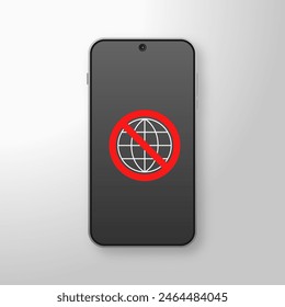 Smartphone without Wi-Fi: vector illustration of a smartphone without an Internet connection on a white and gray background