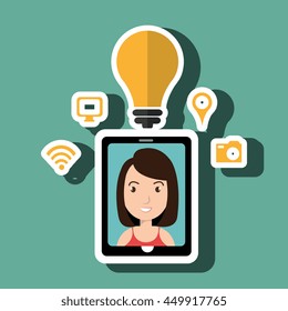 Smartphone and woman isolated icon design, vector illustration  graphic 
