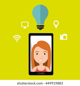 Smartphone and woman isolated icon design, vector illustration  graphic 
