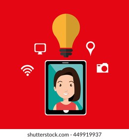 Smartphone and woman isolated icon design, vector illustration  graphic 