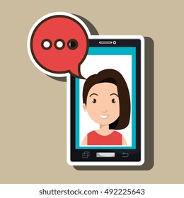 smartphone woman speech bubble