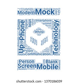 smartphone word cloud. tag cloud about smartphone
