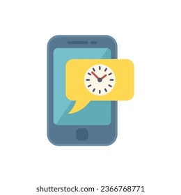 Smartphone work hour icon flat vector. Flexible time. Office job isolated