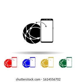 Smartphone, world connection multi color style icon. Simple glyph, flat vector of mobile concept icons for ui and ux, website or mobile application