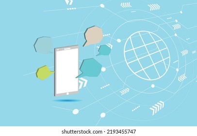 Smartphone con el mundo y la red global. Conexión a Internet y concepto de comunicación global.