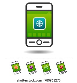 Smartphone with world globe icon.