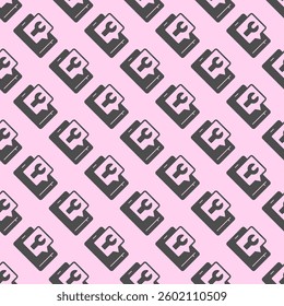 Smartphone with wrench popup window solid seamless pattern, repair service theme. Vector graphics. Phone with repairman message sign with background, repeat glyph icon