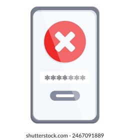 Smartphone wrong password icon cartoon vector. Incorrect safety. System reset