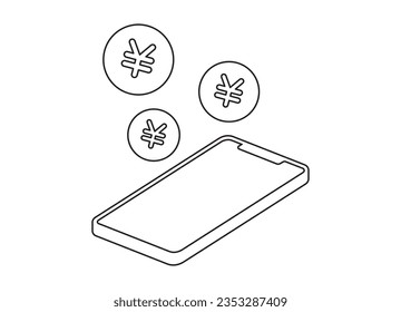 Smartphone and yen mark icon  vector illustration
