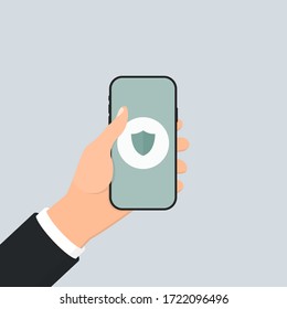 Teléfono inteligente en tu concepto de mano. Blindaje