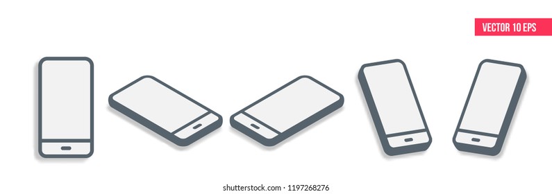 Smartphoned isometric flat design. Cell phone mobile device. Modern technologies of communication and management. smartphone mobile phone