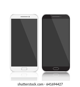 Smartphones. Smartphones black and white. Smartphone isolated. Vector illustration   