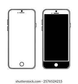 Smartphones in black and white theme for tech projects.