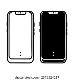 Smartphones in black and white theme for tech projects.