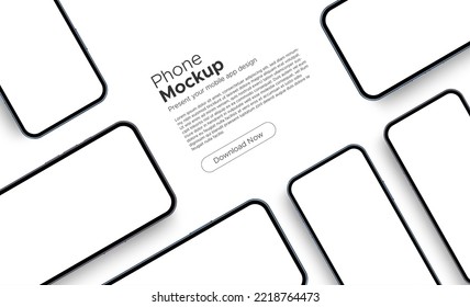 Smartphones With Blank Screens, Modern Mockup for Mobile App Design With Space for Text, Isolated on White Background. Vector Illustration