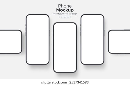 Smartphones With Blank Screens. Present Your App Design On This Mockup. Vector Illustration