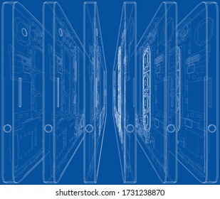 Smartphones concept outline. Vector rendering of 3d. Wire-frame style. The layers of visible and invisible lines are separated