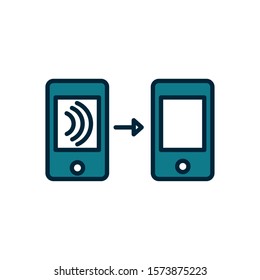 smartphones device transfer wifi internet of things line and fill icon vector illustration