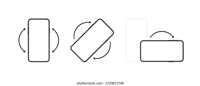 Smartphones with different rotate position. turn your phone whatever. Modern vector illustration.