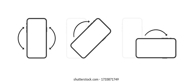 Smartphones with different rotate position. turn your phone whatever. Modern vector illustration.