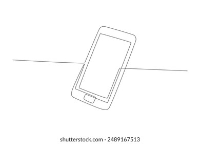 Smartphones. Digital technology concept one-line drawing