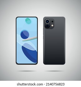 Smartphones. front and back view illustration.