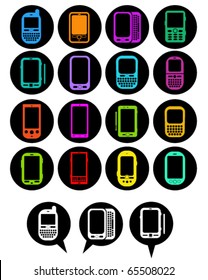 Smartphones Icons in vivid colors