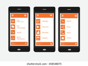 Smartphones interface vector orange color