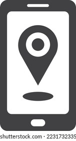 Smartphones and location pins illustration in minimal style isolated on background