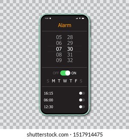 Smartphones with mockup alarm interface. Vector illustration