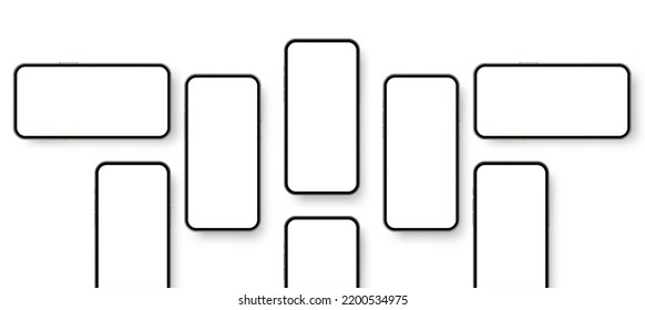 Smartphones Mockups with Blank Horizontal and Vertical Screens for Showing App Design. Vector Illustration