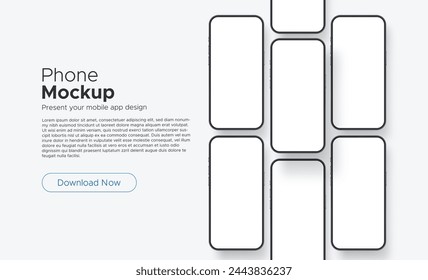 Smartphones Mockups, Blank Screens, Isolated on White Background. Template for Showing Apps Design. Vector Illustration