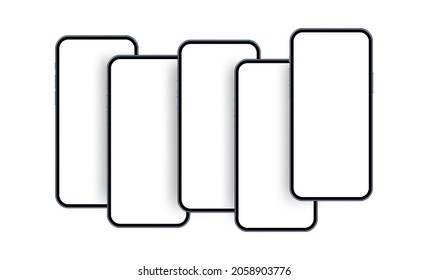 Smartphones Mockups with Blank Screens for Presentations Your Mobile Apps Design. Vector Illustration