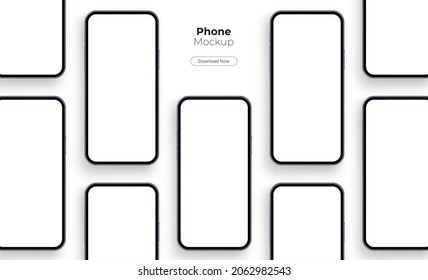 Smartphones Mockups with Blank Screens for Showing App Design. Vector Illustration