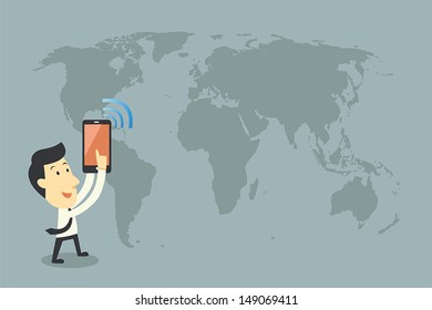 smartphones and networking, cartoon vector 