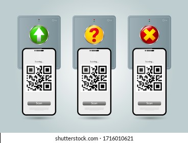 smartphones con códigos qr y un lector de entradas electrónicas. concepto de seguridad y tecnología de la privacidad. Vector 