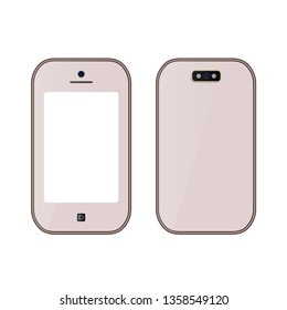 Smartphones realistic in black and white color, with a blank screen. Mockup for placing your content. Isolated on white background. Vector illustration