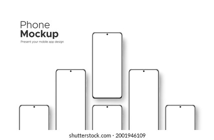 Smartphones Screens Mockups Isolated on White Background. Template for Showing Apps Design. Vector Illustration