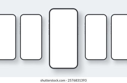 Smartphones Screens Mockups For Showing Your Mobile Design. Vector Illustration