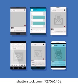 smartphones set with template