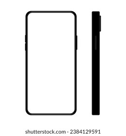 Smartphones simulate realistic front and side views. on a white background modern digital devices. Vector device